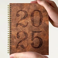 TF Publishing 2025 Medium Aged Leather Weekly Monthly Spiral Planner