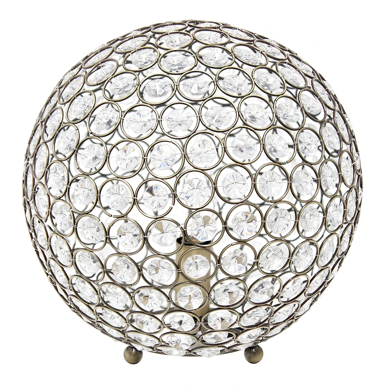 Lalia Home 10" Antique Brass Elipse Crystal Orb Table Lamp