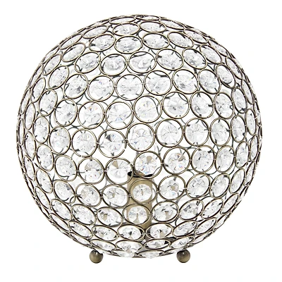 Lalia Home 10" Antique Brass Elipse Crystal Orb Table Lamp