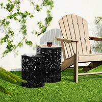 Glitzhome® Floral Motif Hexagonal Garden Stool Set