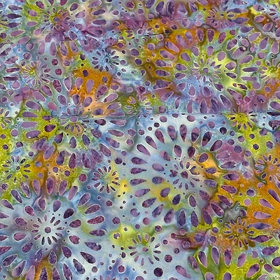 Feldman Batik Royal Plum Stamp Starburst Cotton Fabric