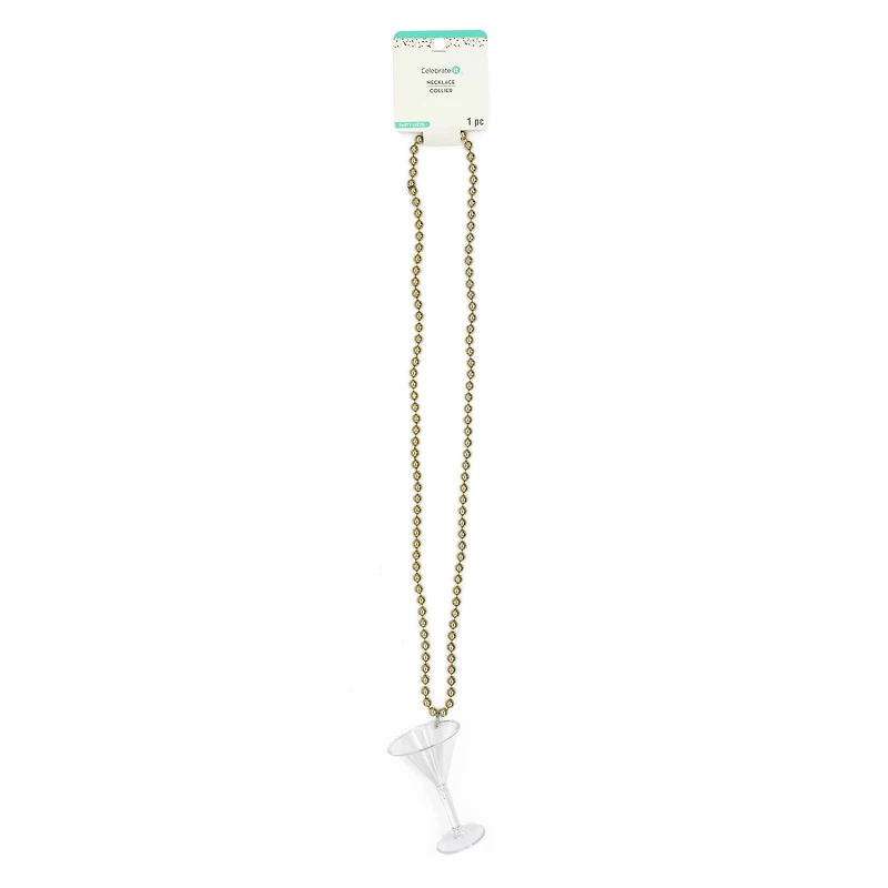 33" Gold Martini Glass Necklace by Celebrate It™