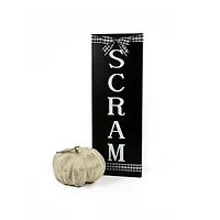 30" Halloween “Scram" Metal Porch Sign