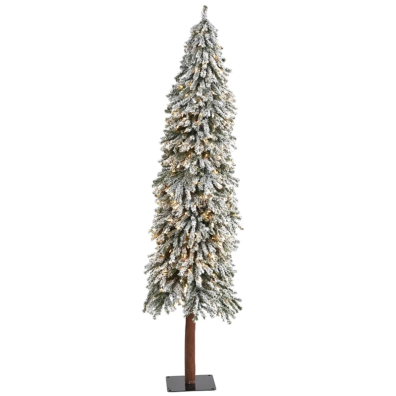 7ft. Pre-Lit Flocked Grand Alpine Artificial Christmas Tree, Clear LED Lights