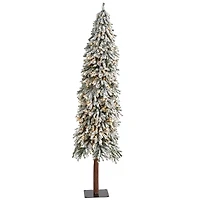 7ft. Pre-Lit Flocked Grand Alpine Artificial Christmas Tree, Clear LED Lights
