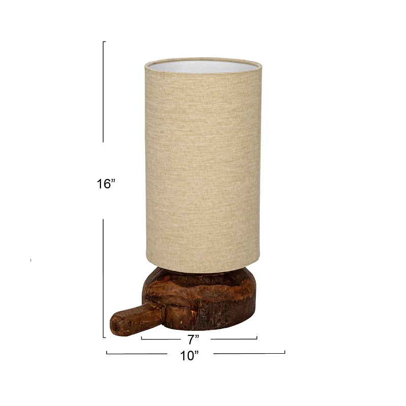 Hello Honey® 16" Natural Reclaimed Wood Table Lamp with Cotton Chambray Shade