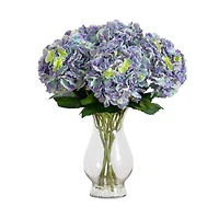 20" Artificial Hydrangea Arrangement in Glass Vase