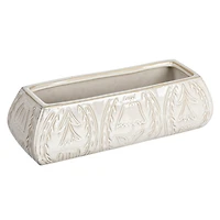 Hello Honey® 10" White Stoneware Planter with Etched Flower Design