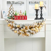 Glitzhome® 36" Pre-Lit Snow Flocked Christmas Swag with LED Lights