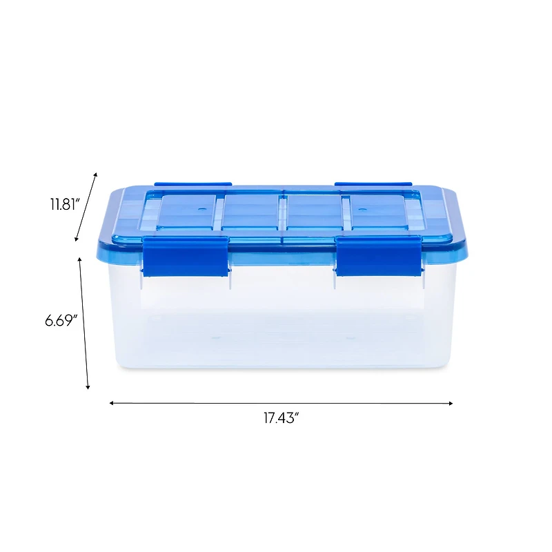 Iris® 4gal. Clear Plastic Storage Boxes With Blue Lid, 6 Pack