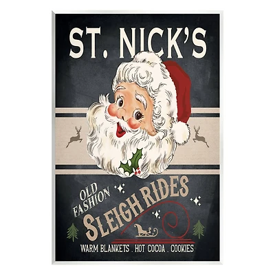 Stupell Industries St. Nick's Sleigh Rides Vintage Style Sign Wall Plaque Art
