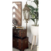 4.5ft. Brown Iron Rustic Candle Holder Lantern