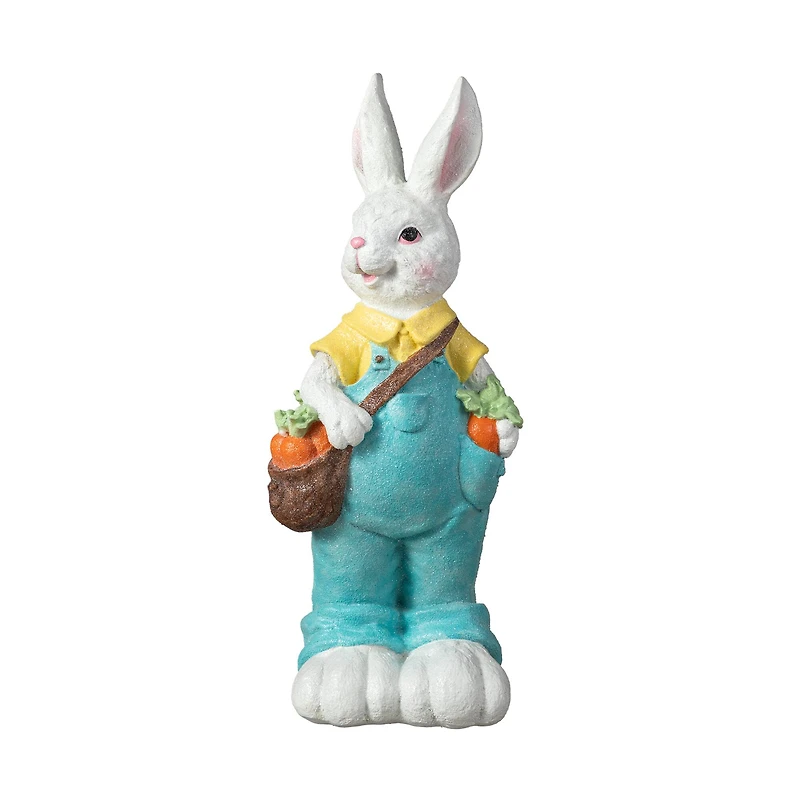 Glitzhome® 17.25" Easter Bunny Boy with Carrots Table Décor