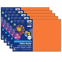 Tru-Ray® 12" x 18" Orange Construction Paper, 5 Packs of 50 Sheets