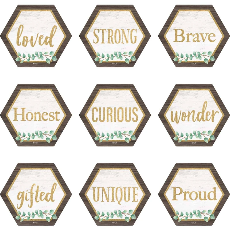 Teacher Created Resources Mini Eucalyptus Positive Words Accents, 6 Packs of 36