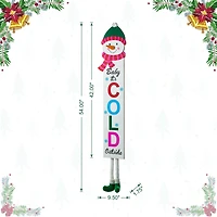 Glitzhome® 4.5ft. Wooden Snowman Porch Sign with Fabric Dangling Legs
