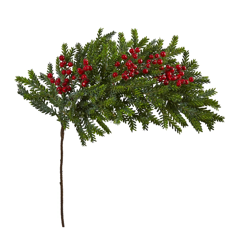 34" Pine & Berries Artificial Hanging Plant Set