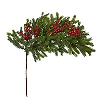 34" Pine & Berries Artificial Hanging Plant Set