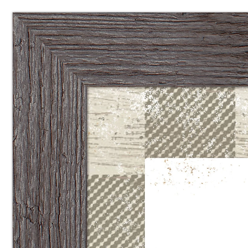 Taupe Buffalo Check Holiday Phrases Print in Western Gray Frame