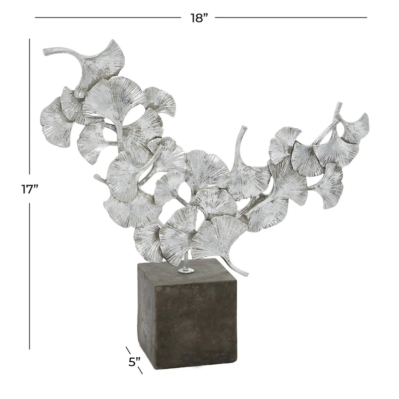 18" Silver Polystone Contemporary Sculpture