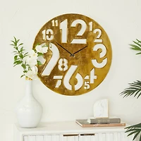 Gold Aluminum Contemporary Wall Clock, 24" x 24" x 2"