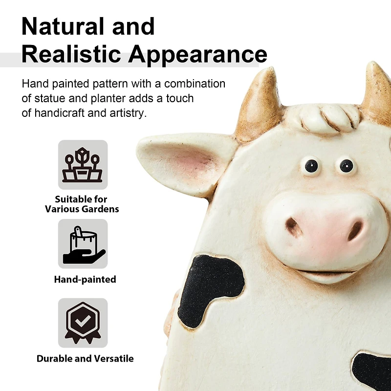 Glitzhome® 13" Cute Cow Statue Planter