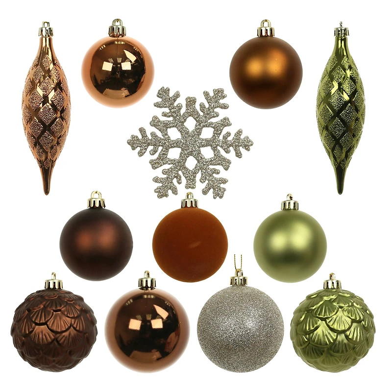 40 Pack Forest Shatterproof Ball, Teardop & Snowflake Ornaments by Ashland®