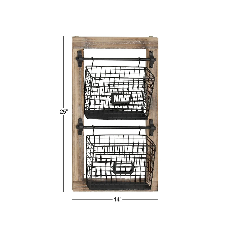25" Black Metal Farmhouse Magazine Rack Holder