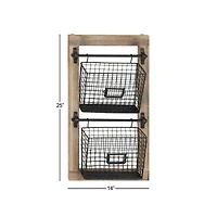 25" Black Metal Farmhouse Magazine Rack Holder