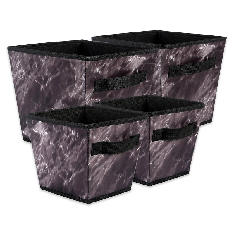DII® Black Marble Trapezoid Mixed Laundy Bin Set, 4ct.