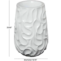 24" White Wave Textured Vase