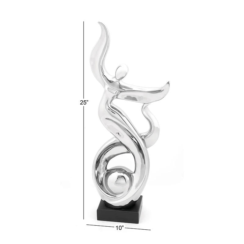 25" Silver Ceramic Modern Twist Sculpture