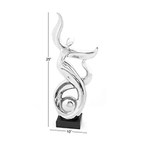 25" Silver Ceramic Modern Twist Sculpture