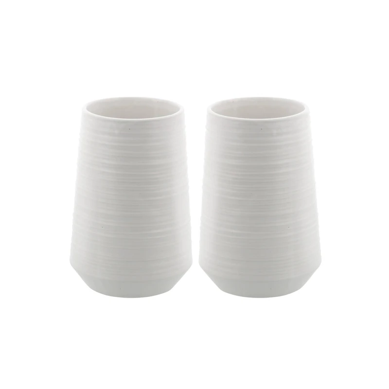 CosmoLiving by Cosmopolitan 7" White Porcelain Contemporary Vase