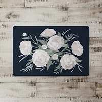 White Flowers On Navy 18" x 27" Floor Mat