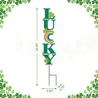Glitzhome® 42" St. Patrick's Metal LUCKY Yard Stake