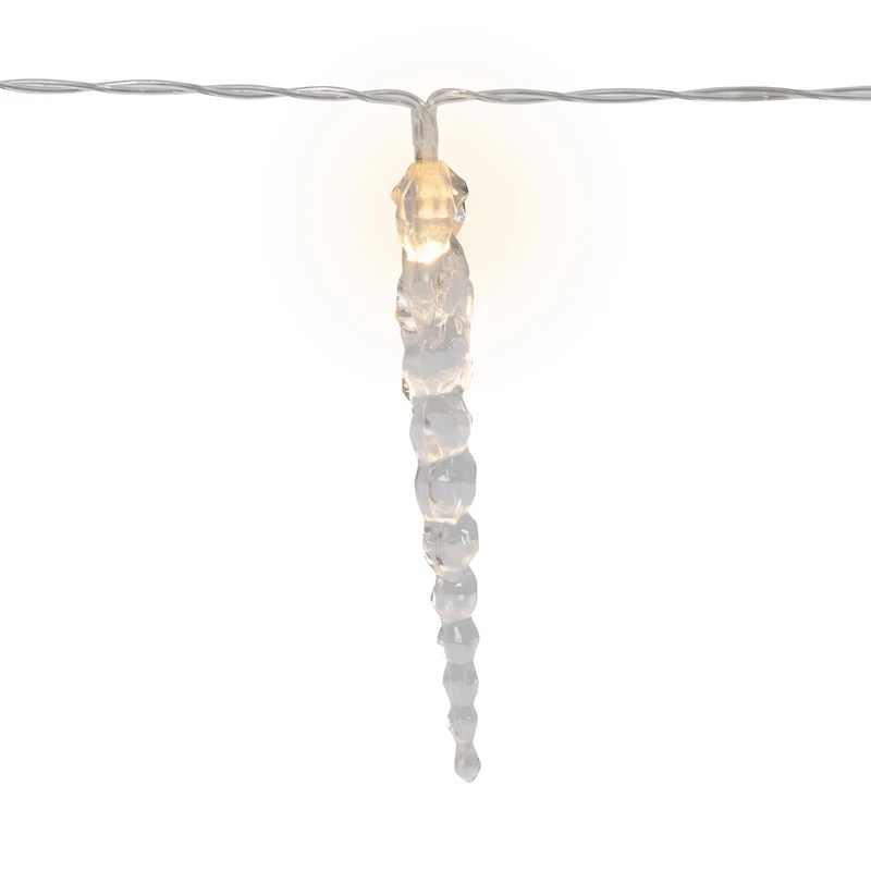 Icicle String Christmas Light Set - Warm White - 4.5' Clear Wire - 10ct