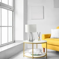 Lalia Home 18" Transparent Triagonal Brass Table Lamp