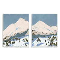 Stupell Industries Snowy Mountain Forest Landscape Calming Blue Peaks,10" x 15"