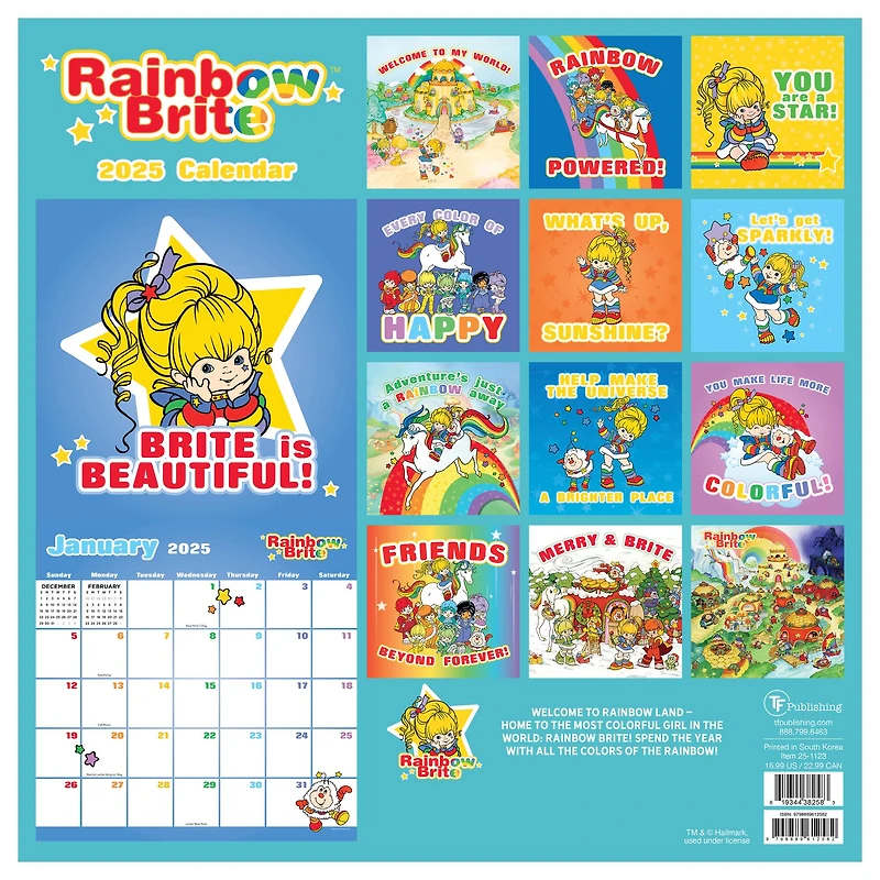 TF Publishing 2025 Rainbow Brite Wall Calendar
