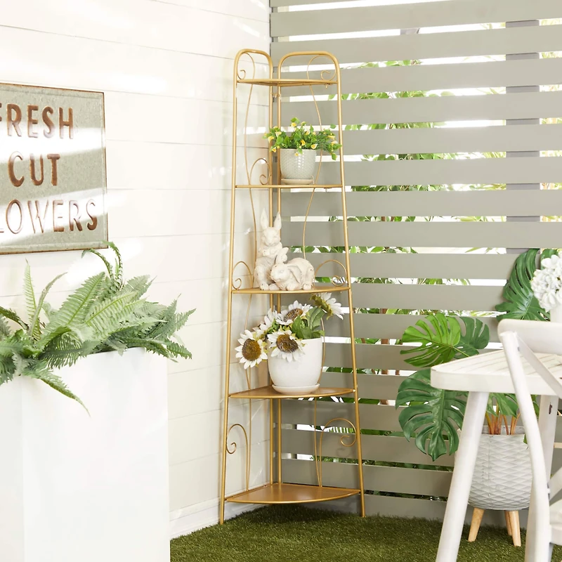 Gold Iron Glam Bakers Rack, 65" x 17" x 11"