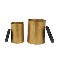 Gold Metal Nesting Accent Table with Black Tray Tabletop Set