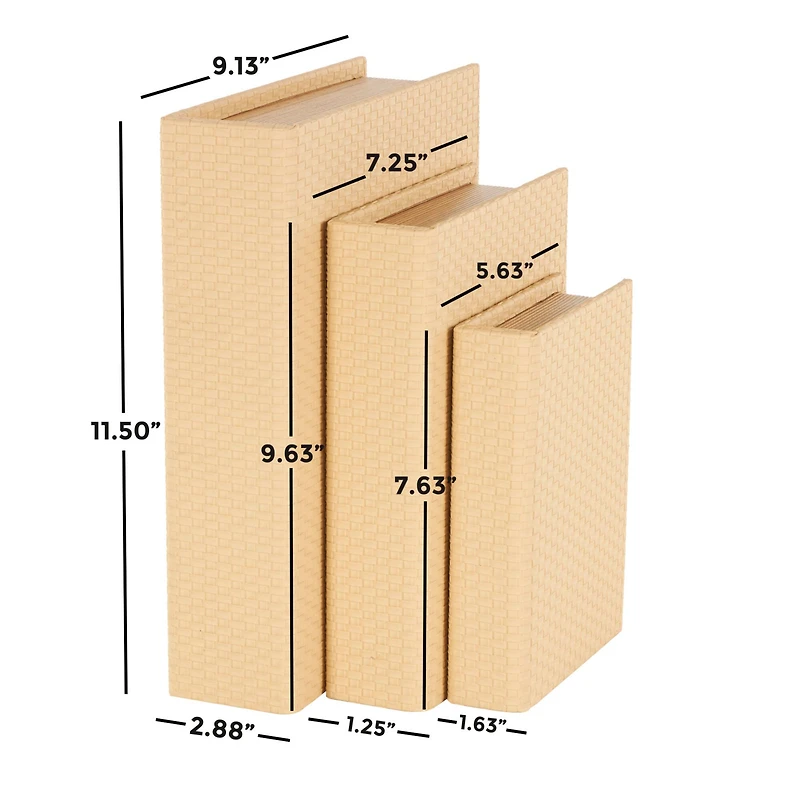 Faux Leather Geometric Woven Grid Book Storage Box Set