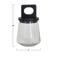 Hello Honey® Glass Jar with Mango Wood & Black Marble Lid