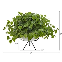 2ft. London Ivy Plant in White Planter with Metal Stand