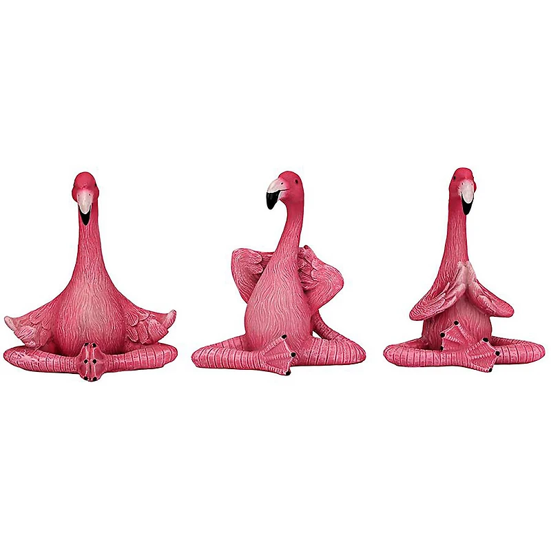 Design Toscano 5.5" Zen of Pink Flamingos Yoga Garden Statue Set