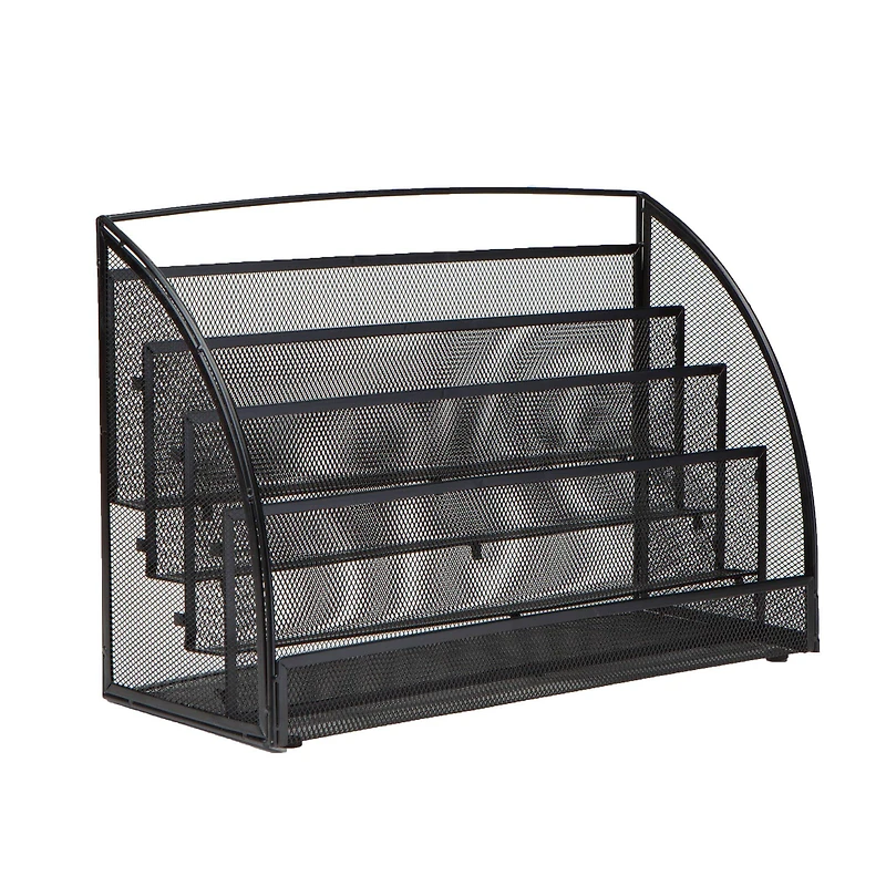 Mind Reader Black 4 Pocket Metal Mesh Newspaper & Magazine Rack