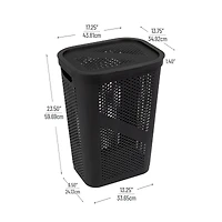 Mind Reader 60L Ventilated Slim Laundry Hamper with Cut Out Handles & Hinged Lid