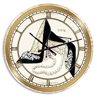 Designart Glamorous Black Diamond Stiletto I Glam Wall Clock