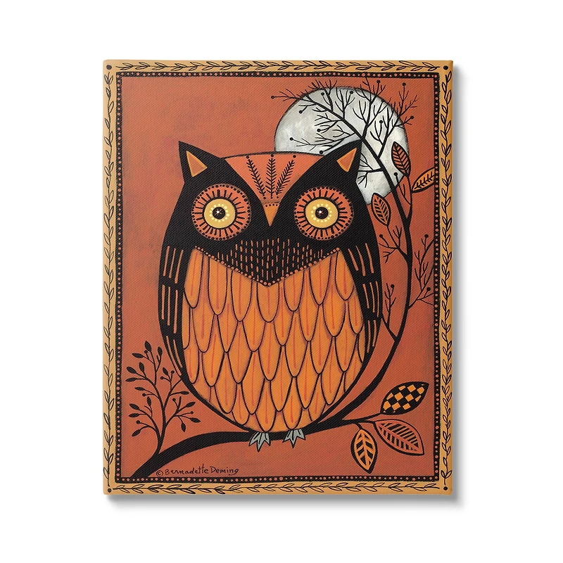 Stupell Industries Autumn Owl Under Moon Canvas Wall Art